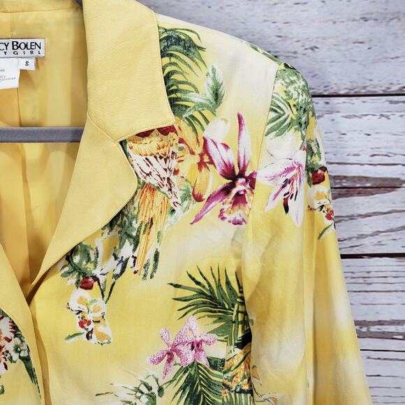 Nancy Bolen City Girl Women's Silk Birds of Paradise Blazer Jacket Size Small - Picture 11 of 16